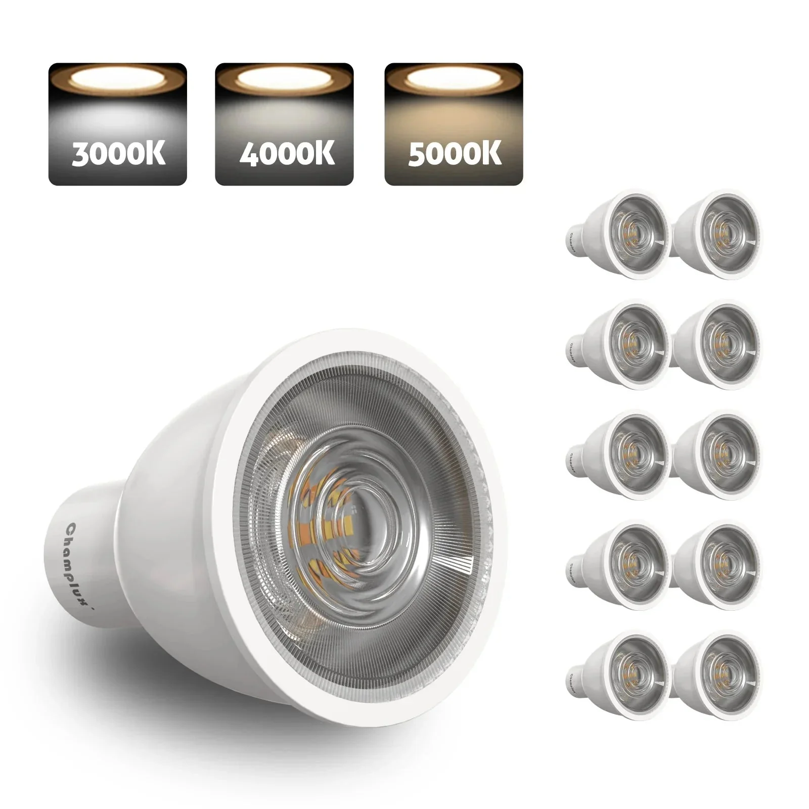 Pack of 10 - 6W = 50W LED Tri-Colour GU10 Globes