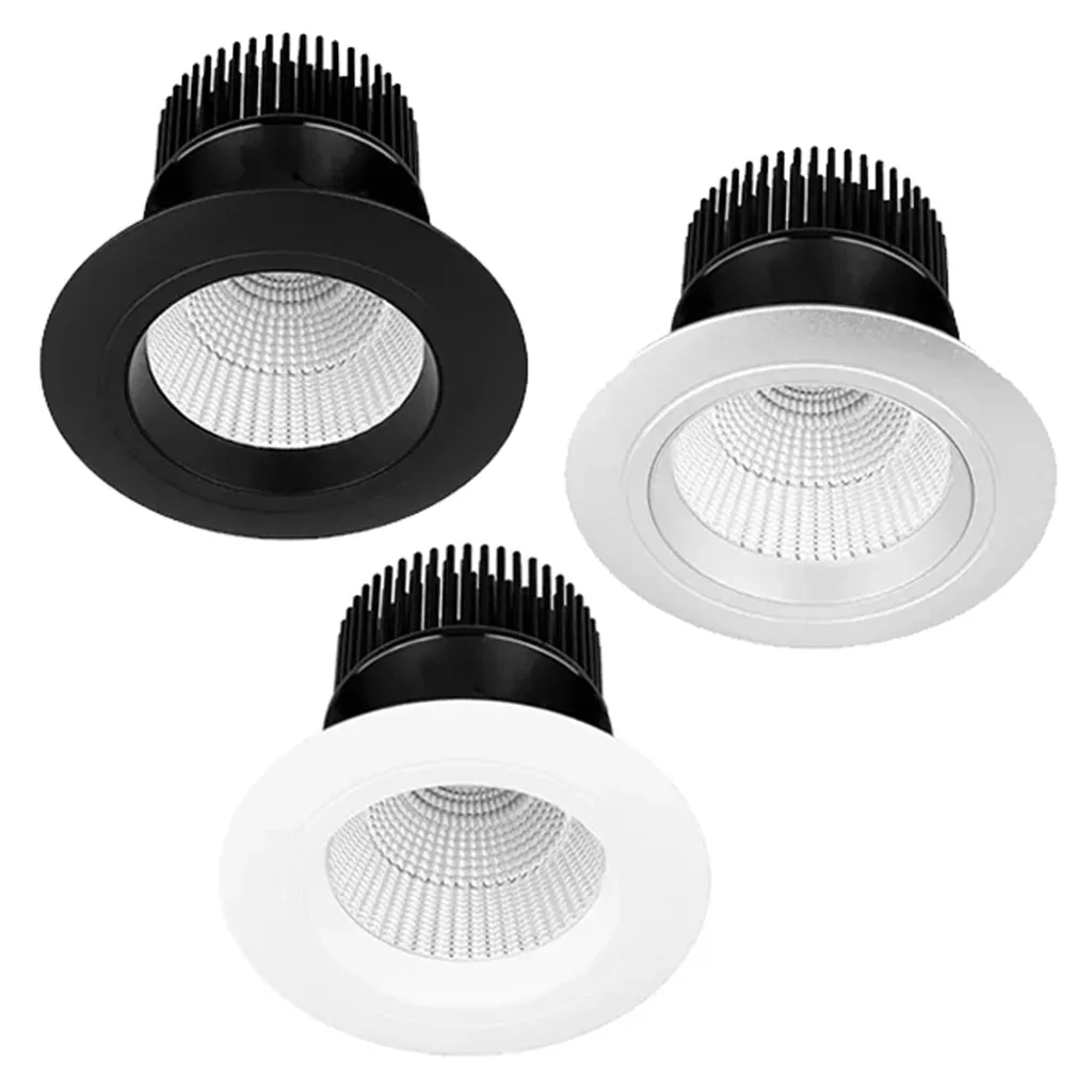 120mm LED Downlight 15w Black, Silver, White 2.7k, 3k, 4k, 5k, Vivid CRI 90+ XDF15 Trend Lighting
