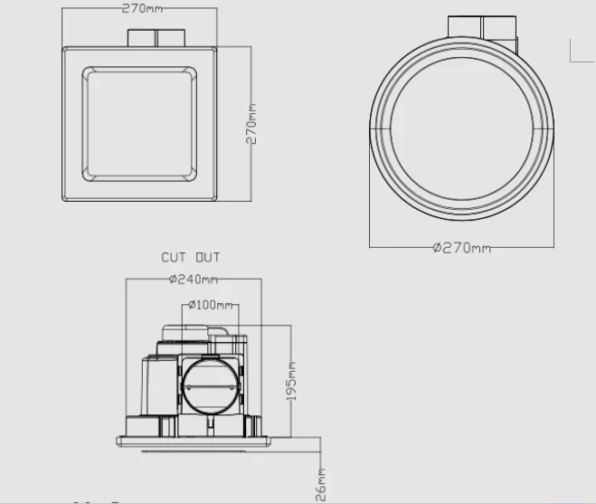3A Lighting 240mm Bathroom Exhaust Fan - Image 6