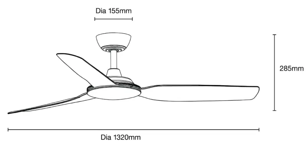 48" or 52" Viper DC Ceiling Fan Matt White or Matt Black 3 Blade by Martec Lighting - Image 4