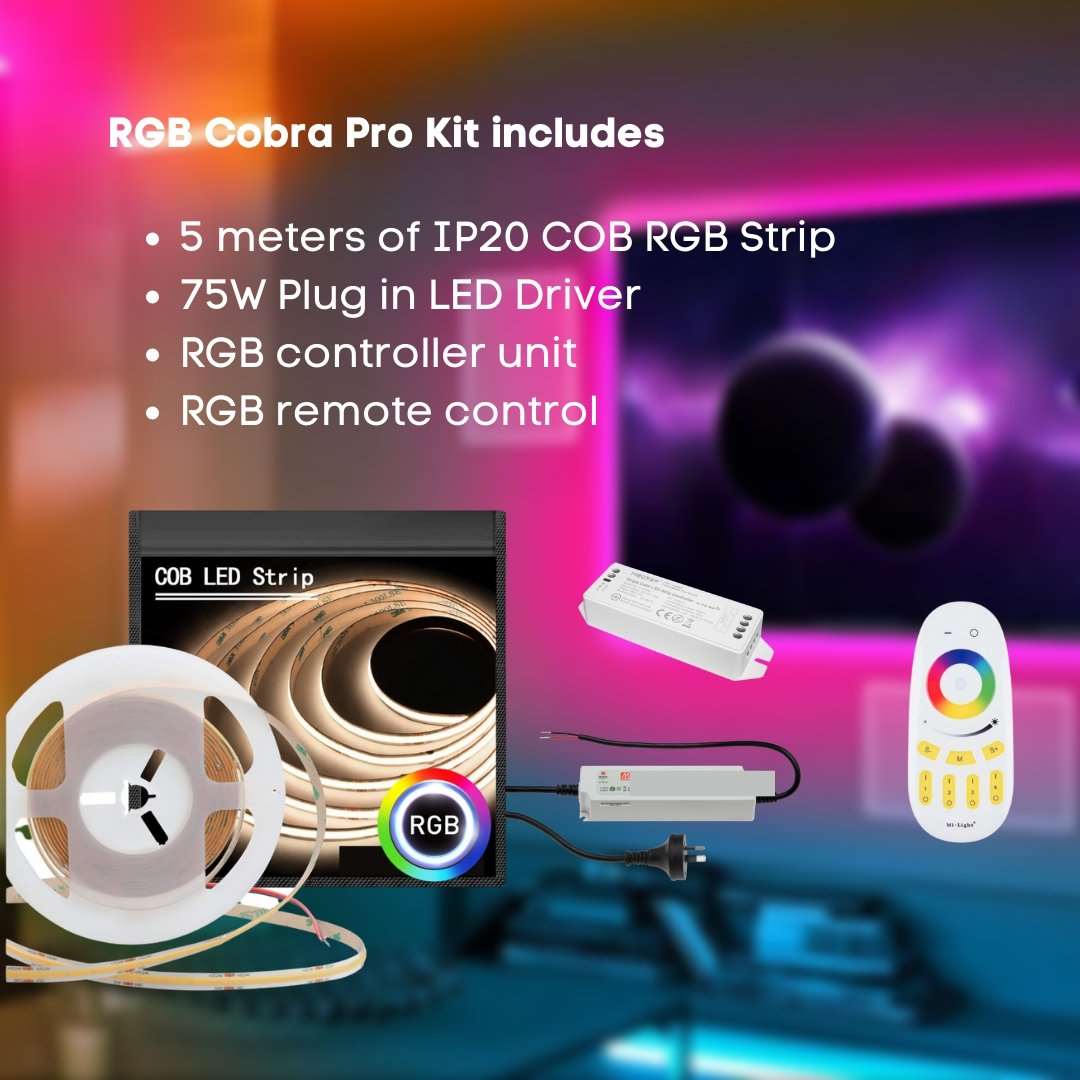 5 meter RGB Cobra Pro Indoor COB Dot Free Strip Light Kit - 75W - Image 8