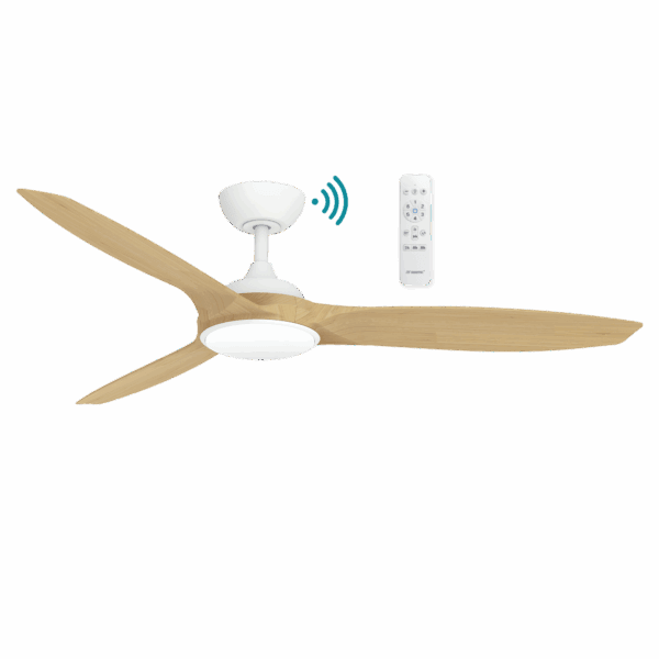 56″ (1420mm) Newport DC Ceiling Fan White Oak With Light or Without Light | Remote Control by Martec