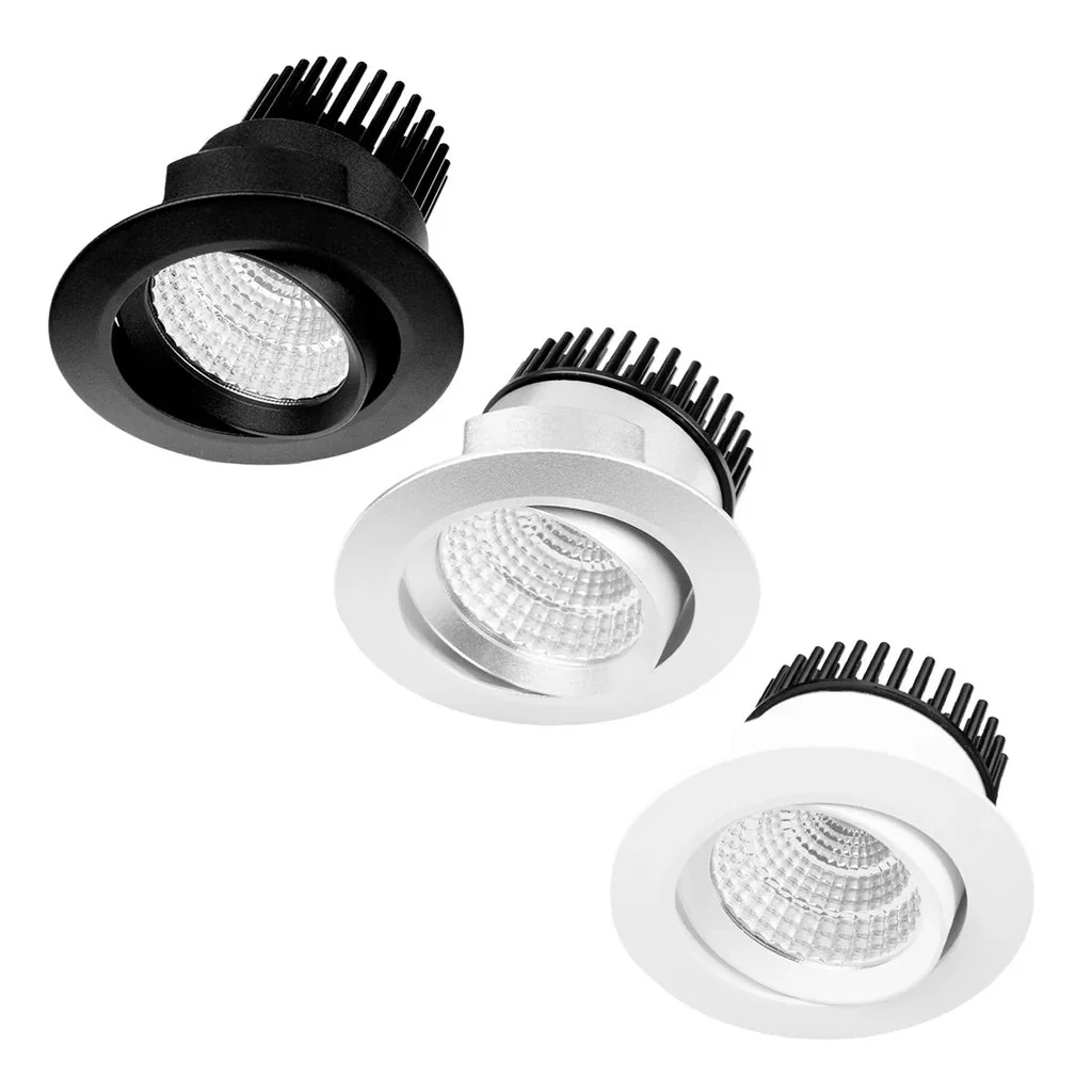 76mm Gimble LED Downlight 8.5w Black, White 3k, 4k RDA8 Trend Lighting (10 Pack)