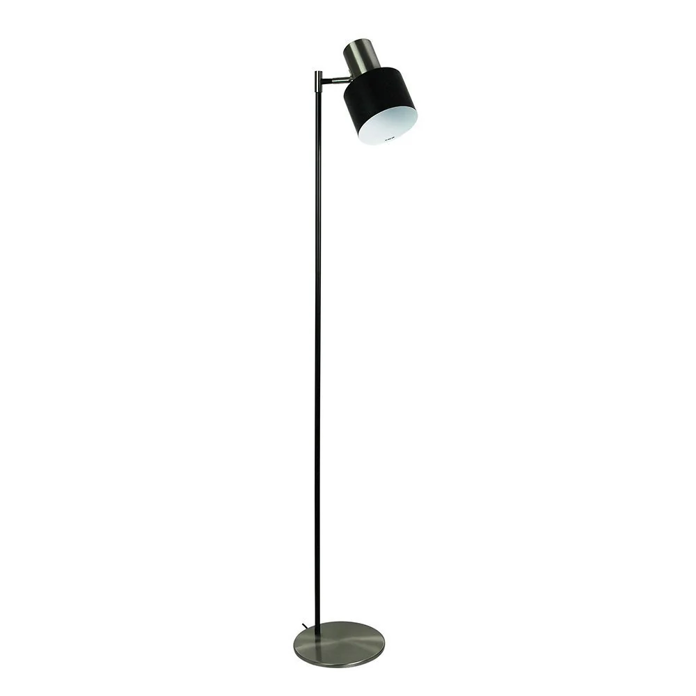 Ari 1 Light Floor Lamp Black With Brushed Chrome Head