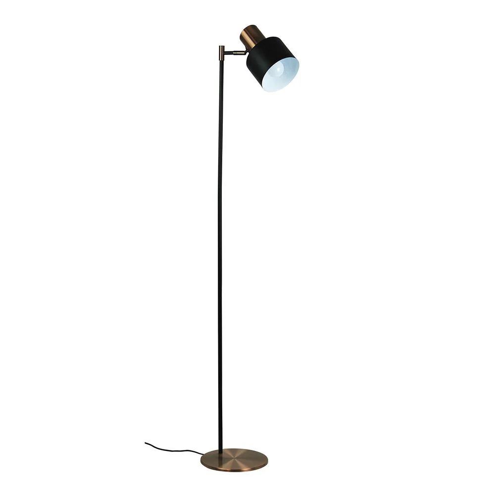 Ari 1 Light Floor Lamp Black With Copper Head