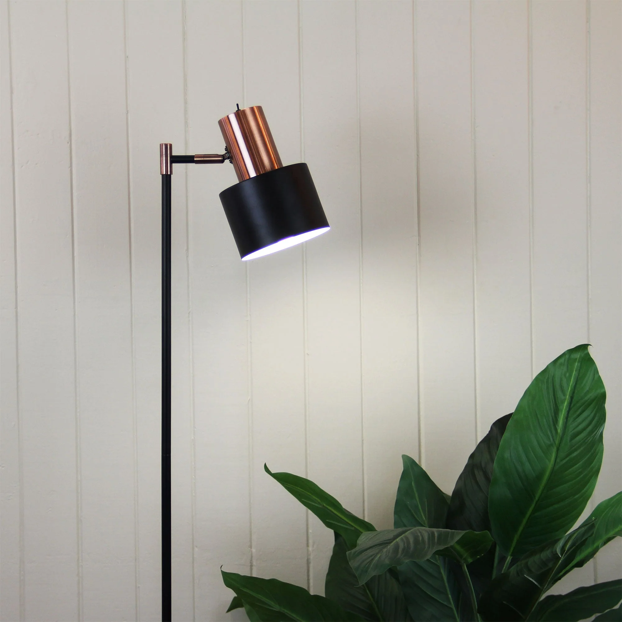 Ari 1 Light Floor Lamp Black With Copper Head - Image 2