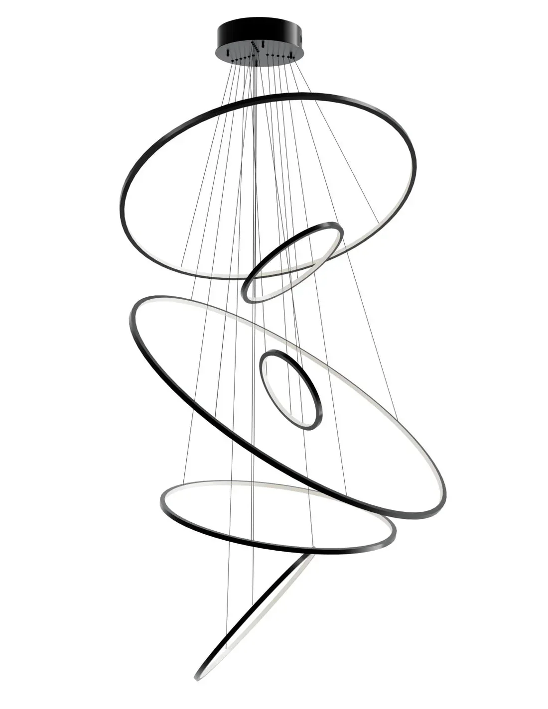 ARIA Modern 6 Ring Chandelier Black | Lighting Creations - Image 2
