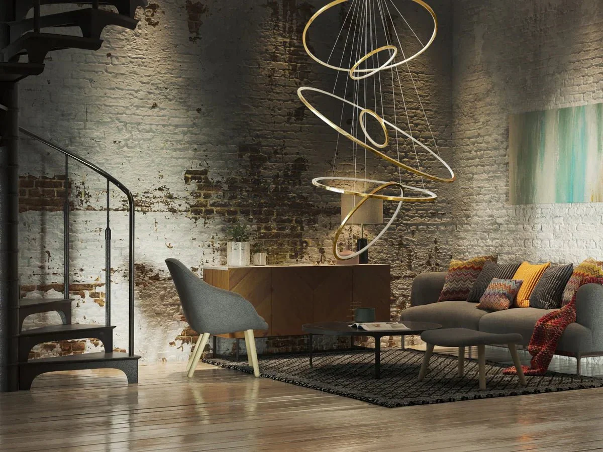 ARIA Modern 6 Ring Chandelier Brass | Lighting Creations - Image 2