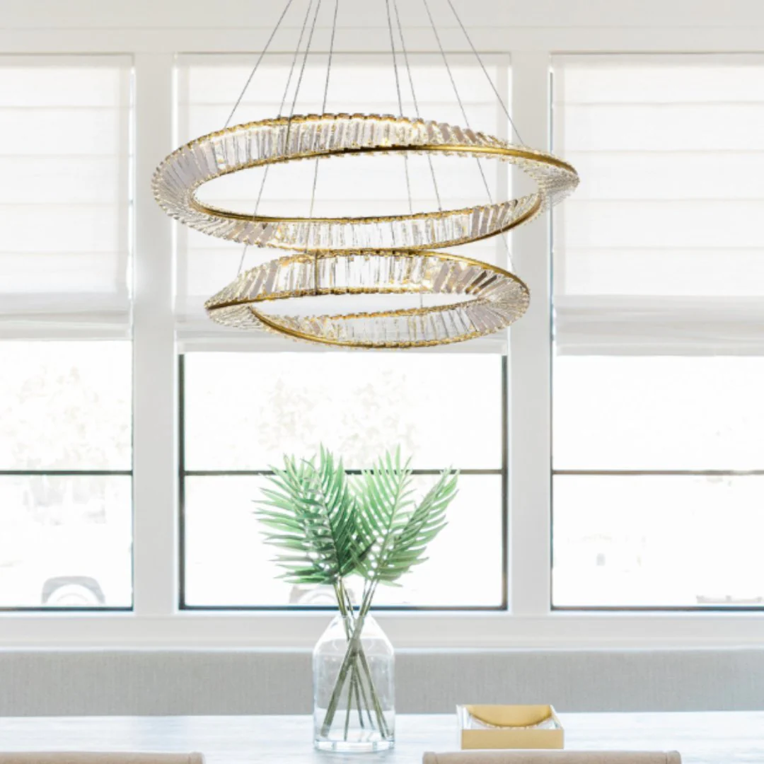 ASCOT DUO 65W LED Crystal Chandelier with Gold Edging | Lighting Creations - Image 3