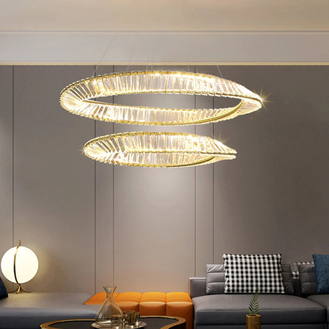 ASCOT DUO 65W LED Crystal Chandelier with Gold Edging | Lighting Creations - Image 4