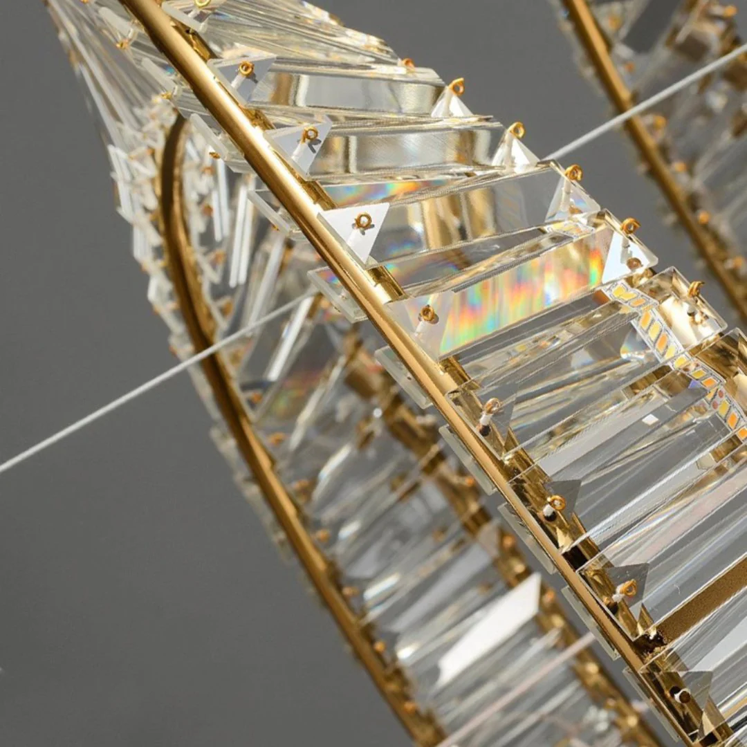 ASCOT DUO 65W LED Crystal Chandelier with Gold Edging | Lighting Creations - Image 5