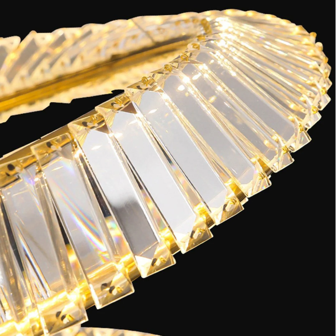 ASCOT DUO 65W LED Crystal Chandelier with Gold Edging | Lighting Creations - Image 6