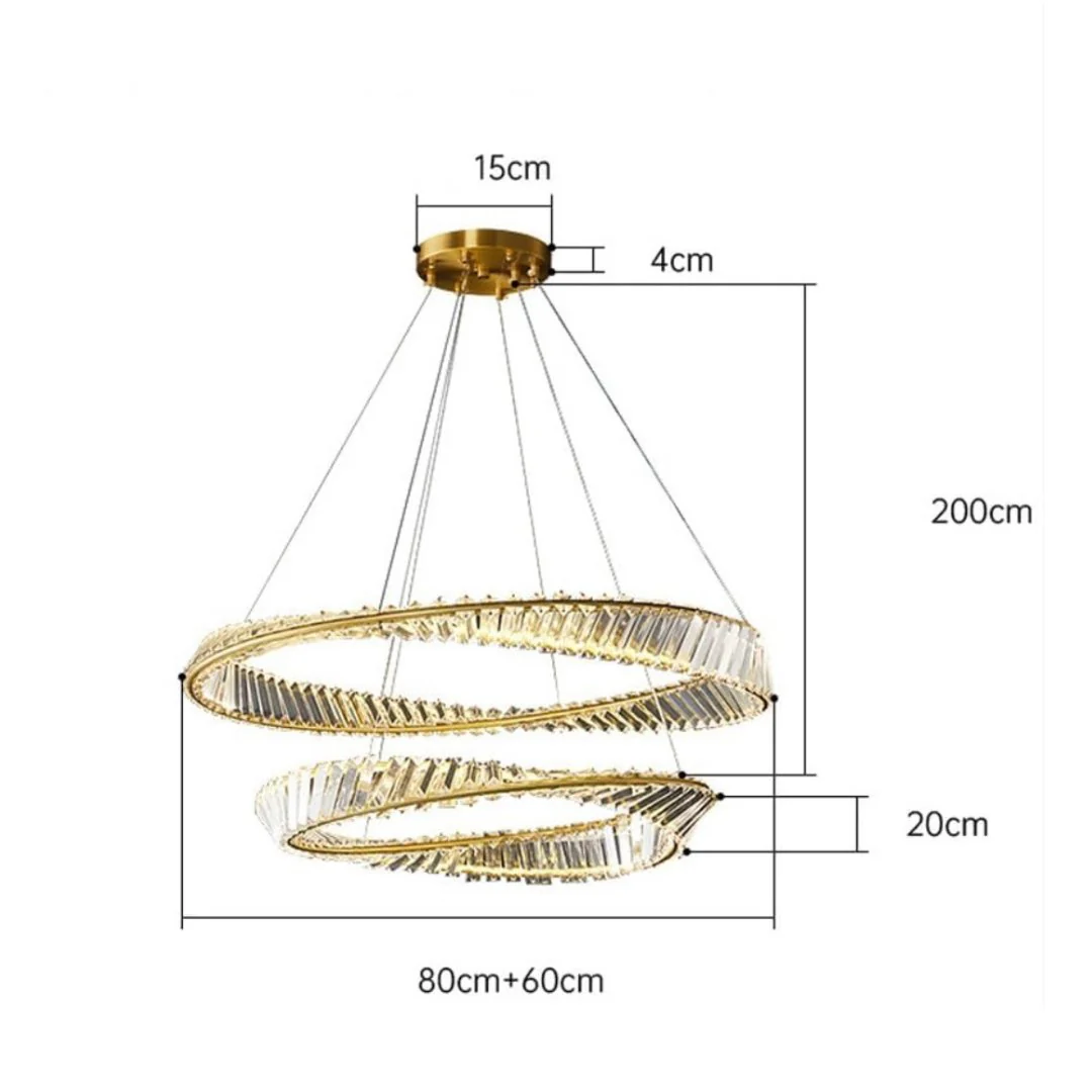 ASCOT DUO 65W LED Crystal Chandelier with Gold Edging | Lighting Creations - Image 7
