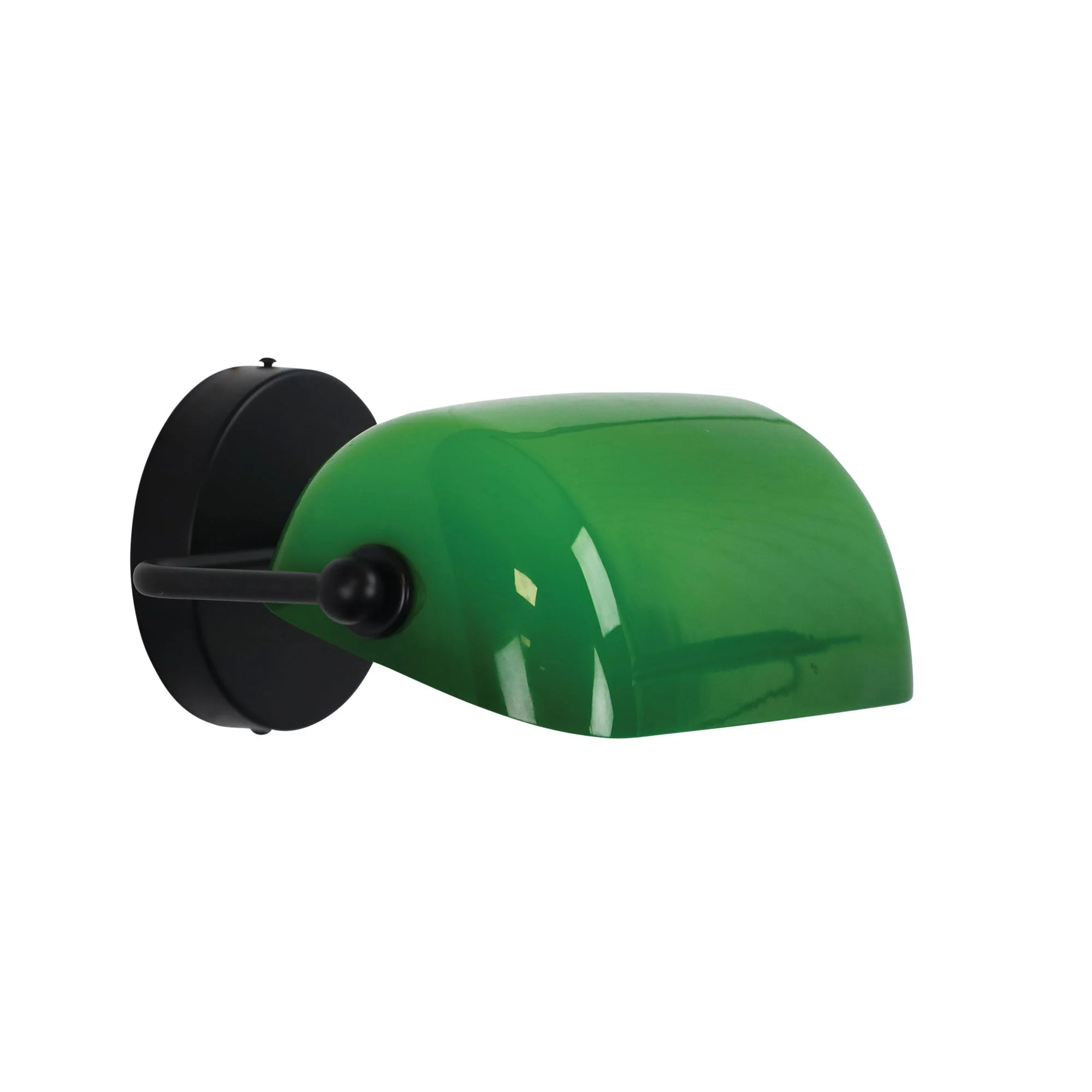 Bankers Wall Light Black & Green Glass - OL50401BK