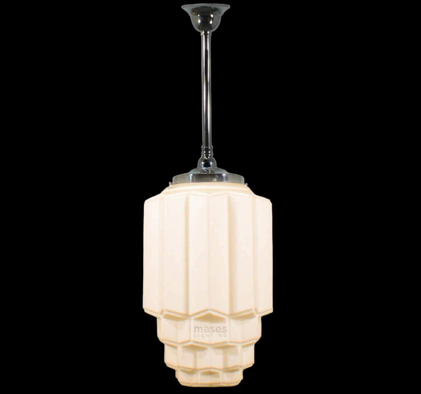 BERGERAC 1 Light Rod Pendant Light - Black/Chrome/Polished Brass/Chrome Retro - Image 4
