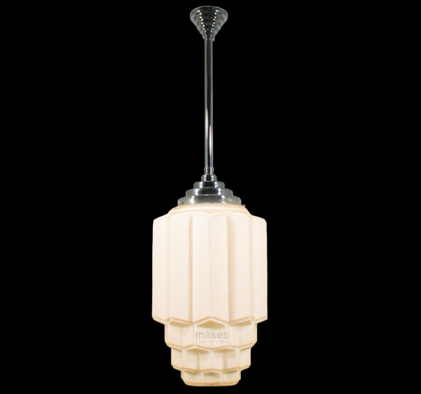 BERGERAC 1 Light Rod Pendant Light - Black/Chrome/Polished Brass/Chrome Retro - Image 7