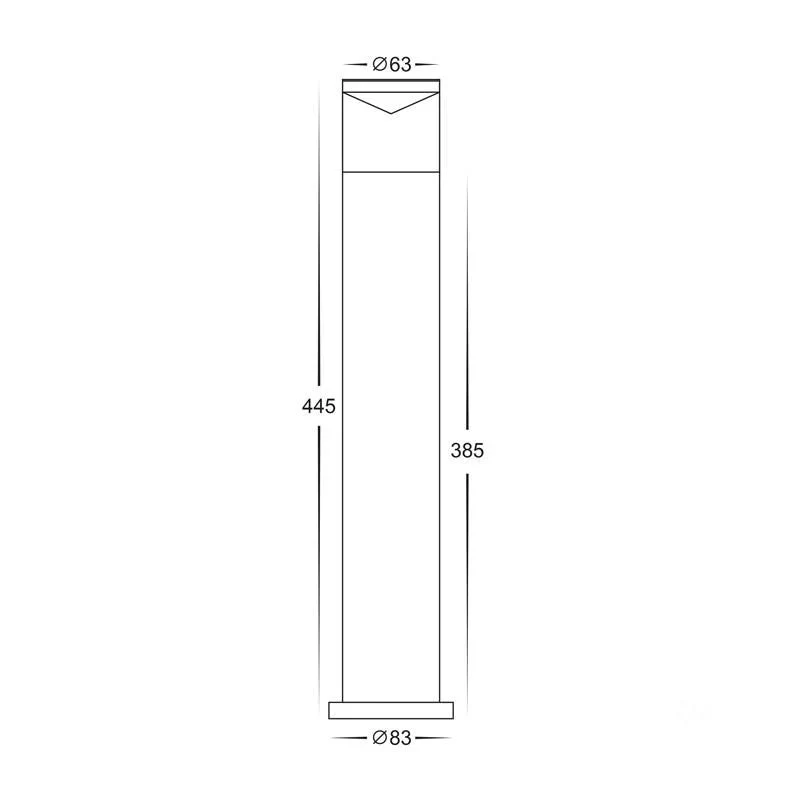 Black Highlite Bollard Light 445mm - HV1601T-BLK, HV1602T-BLK - Image 2