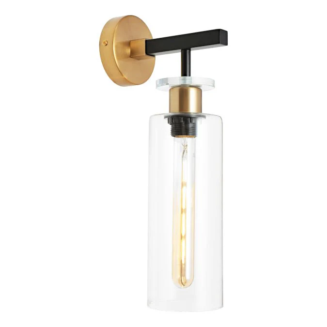 Bourne 1 Light Wall Light Black / Gold - BOUR1WBLK