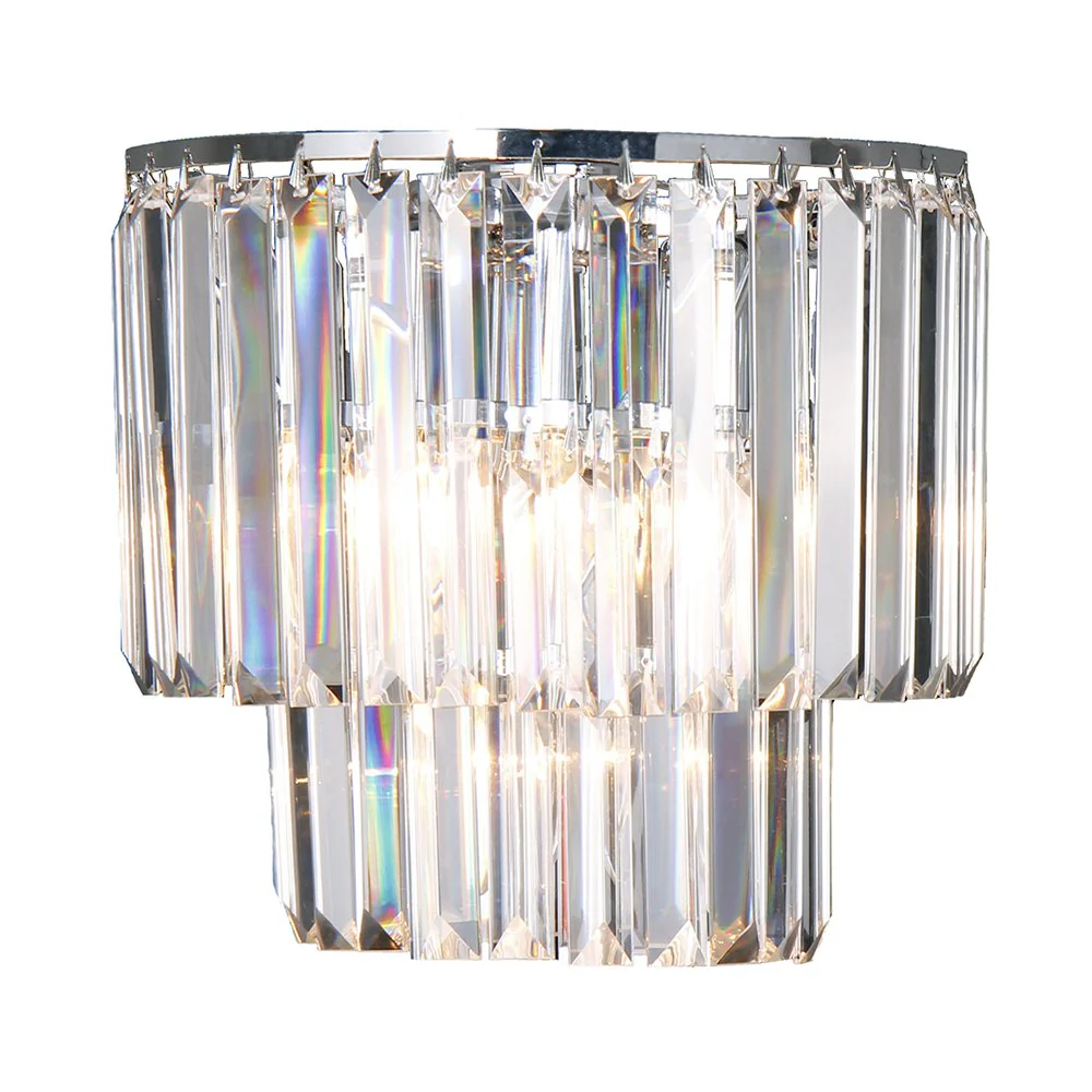Celestial 2 Tier 2 Light Crystal and Chrome Wall Light