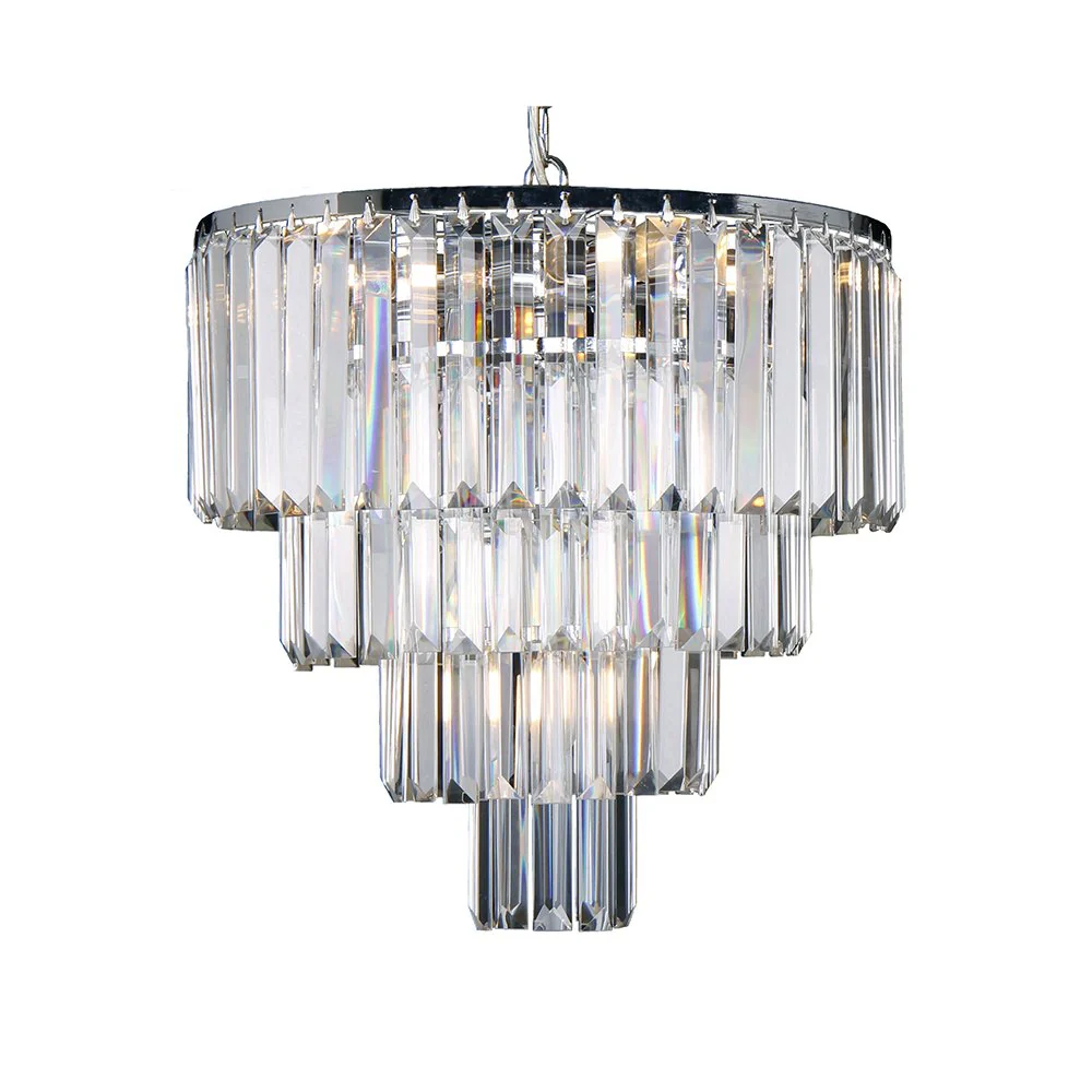 Celestial 4 Tier 5 Light Crystal and Chrome Pendant Light