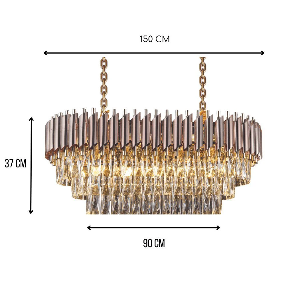 WINDSOR Premium Crystal Chandelier with Black or Rose Gold Edging | Lighting Creations - Image 8
