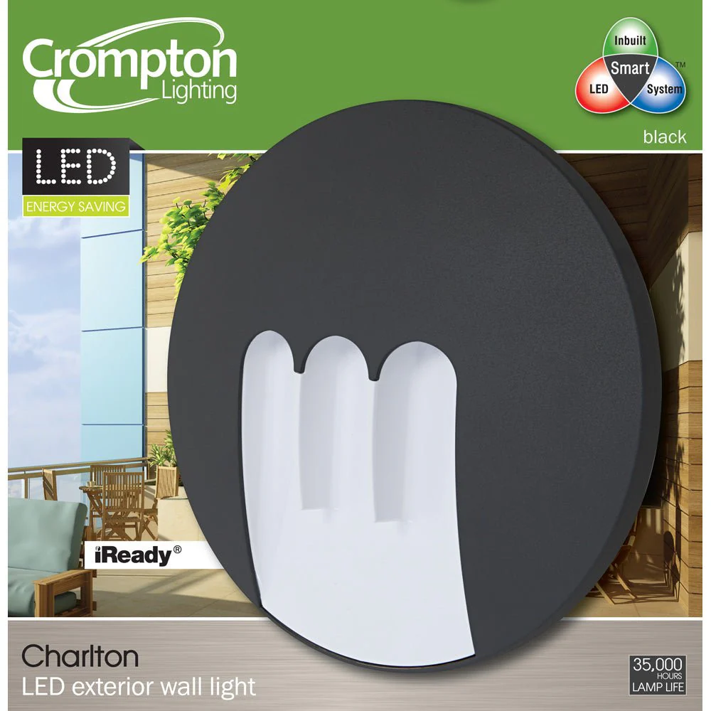 Charlton Exterior LED Wall Light Black - EX1871B - Image 3