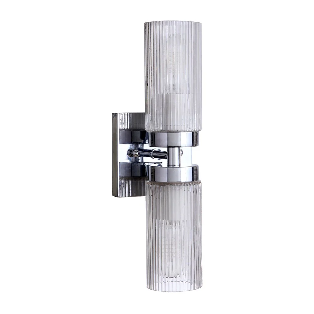 CHESTER 2 Light Matt Black or Chrome Wall Light - Image 2