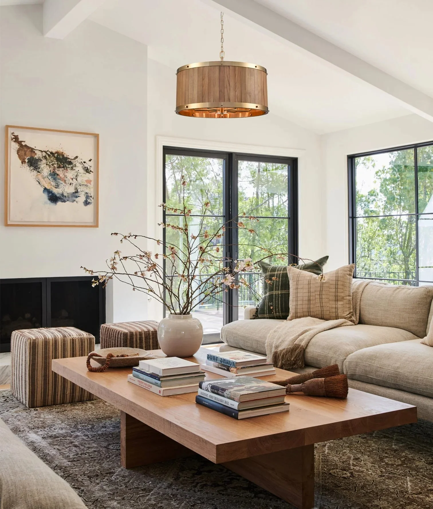 CLA BARRIQUE: Retro Interior Large Drum Wood Pendant Lights - Image 4