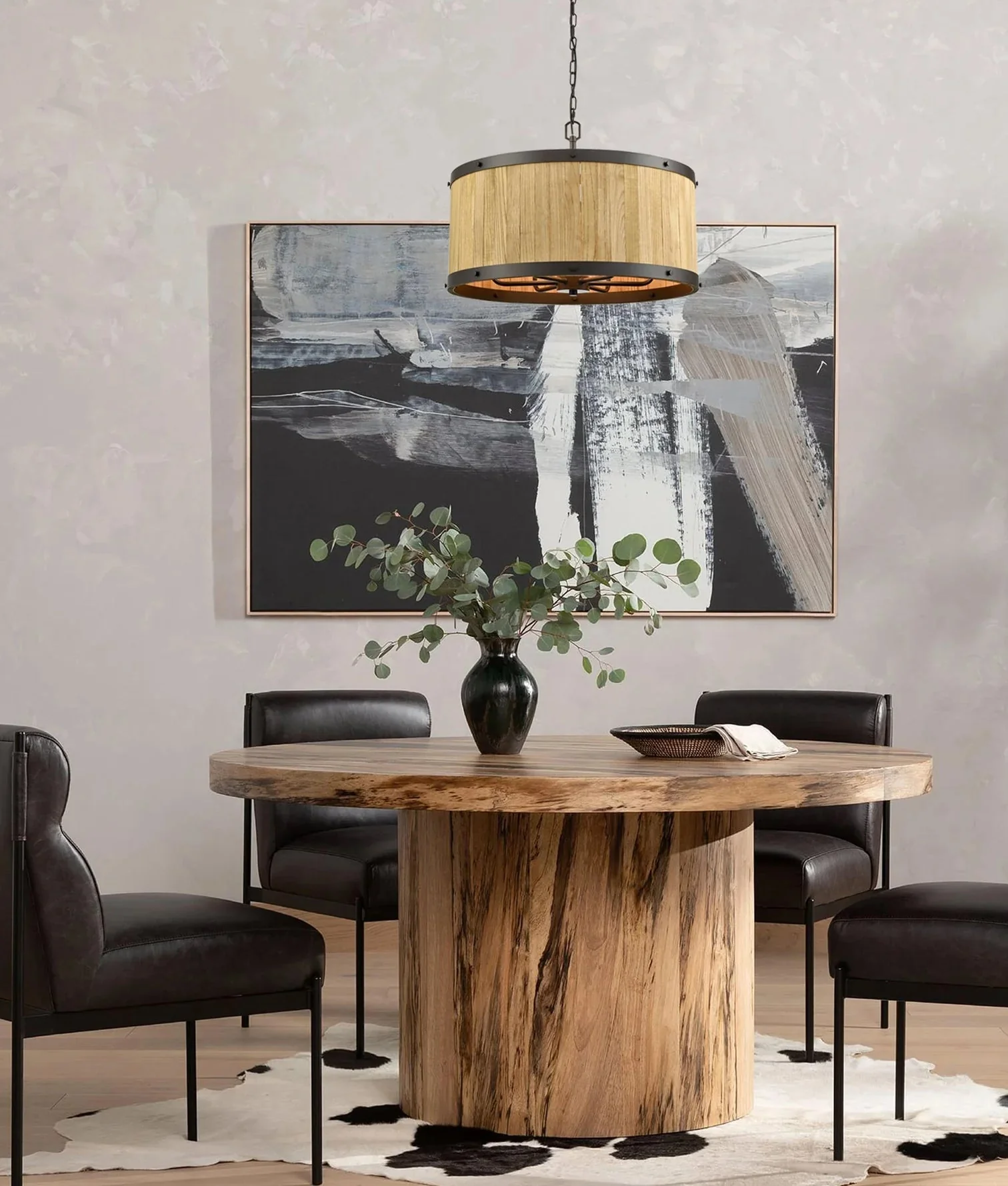 CLA BARRIQUE: Retro Interior Large Drum Wood Pendant Lights - Image 5