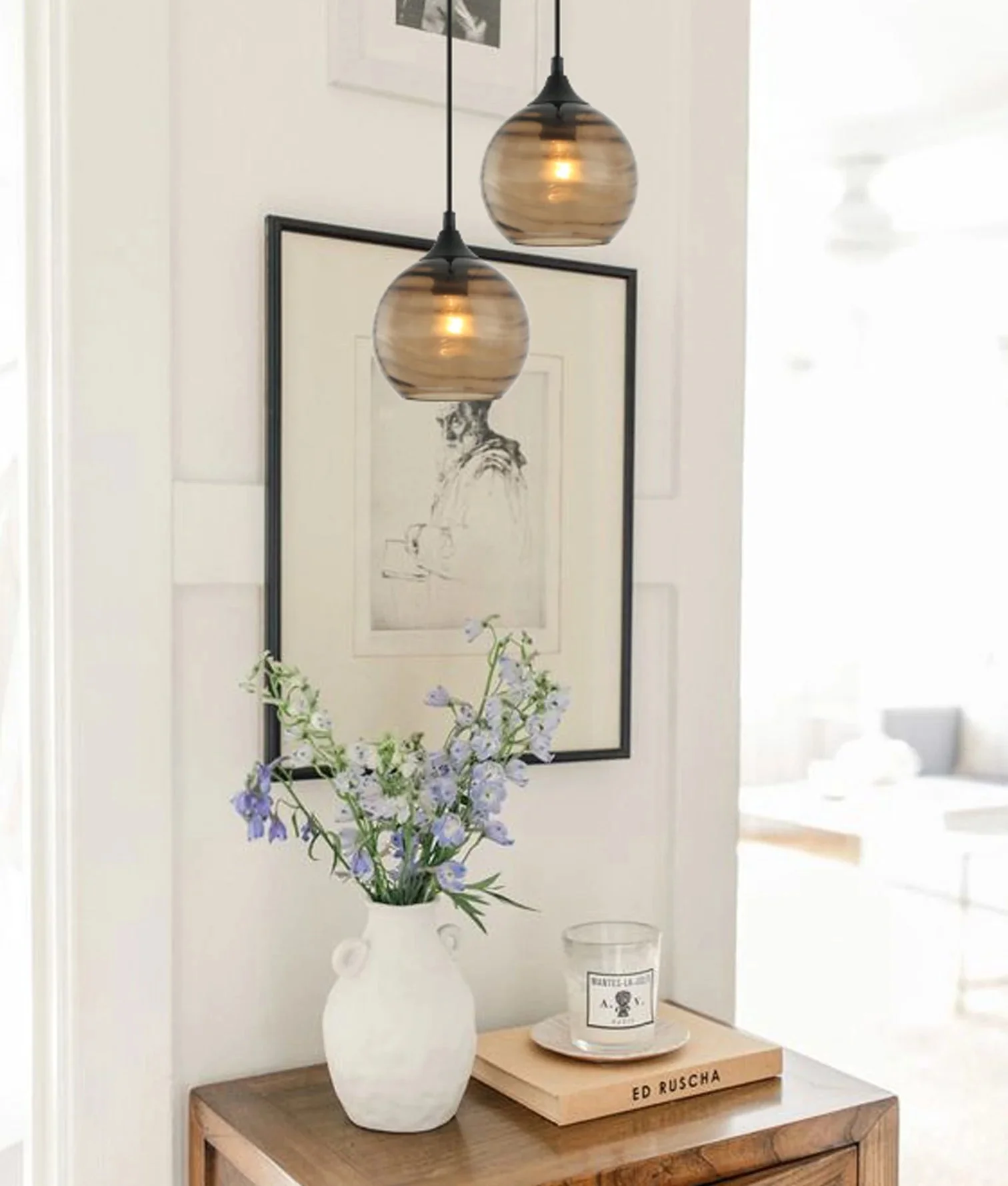CLA MARBRE: Modern Retro Interior Wine Glass Wavy Glass Pendant Lights - Image 2