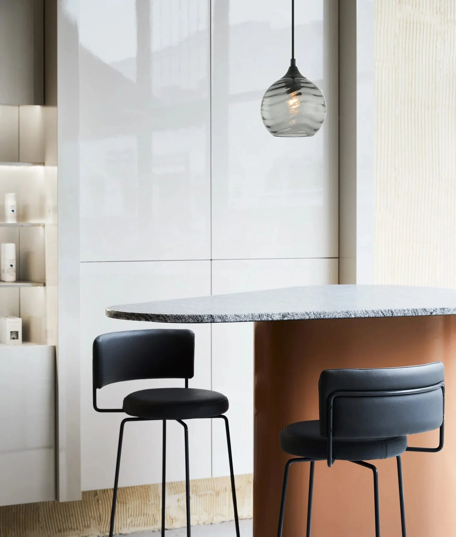 CLA MARBRE: Modern Retro Interior Wine Glass Wavy Glass Pendant Lights - Image 3