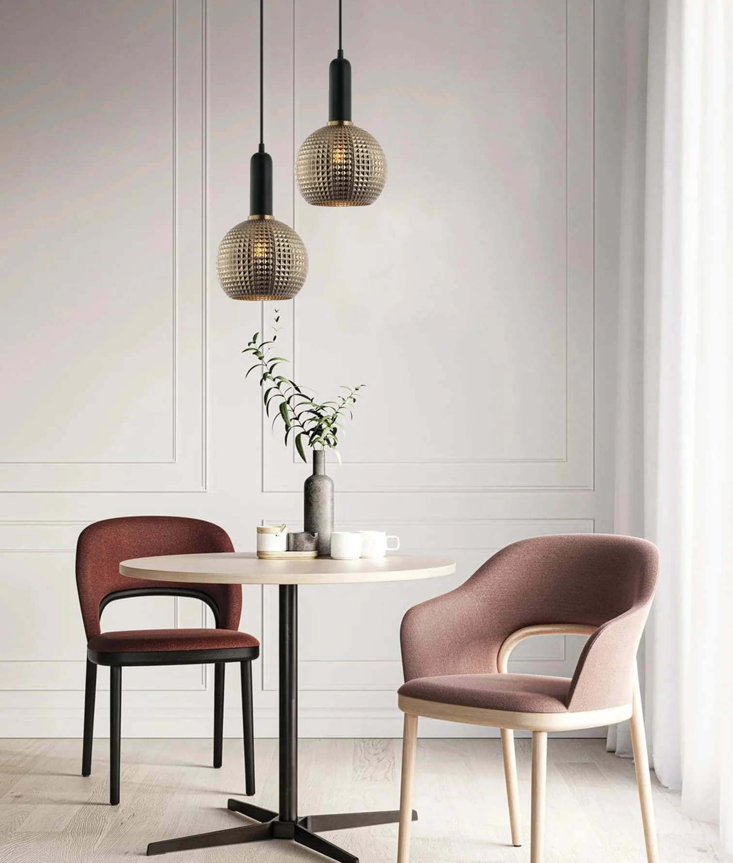 CLA PELOTA: Modern Interior Wine Glass Segmented Glass Pendant Lights - Image 8