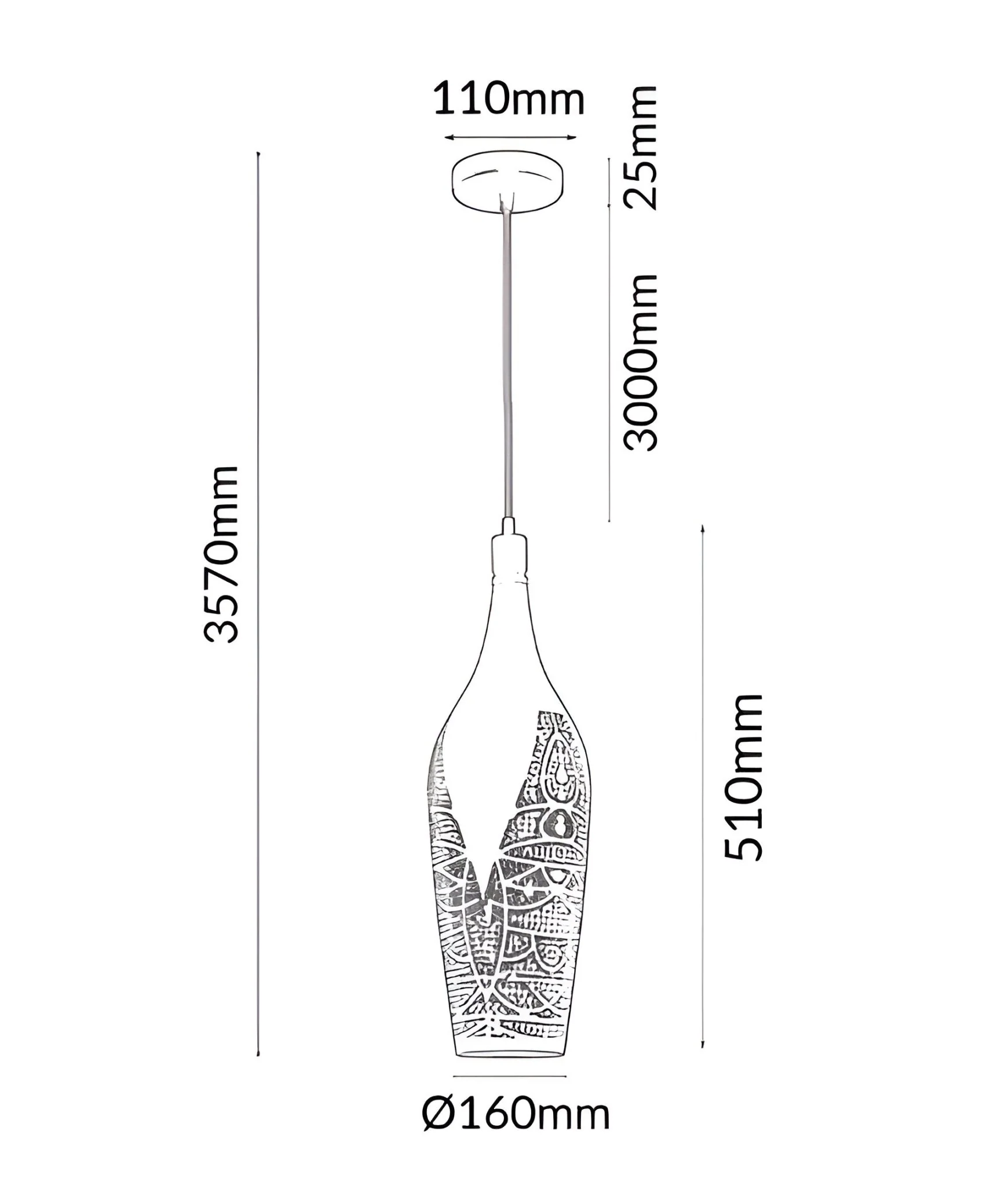 CLA MARRAKESH Bohemian Interior Bottle Shape Pendant Lights- Black & White - Image 3