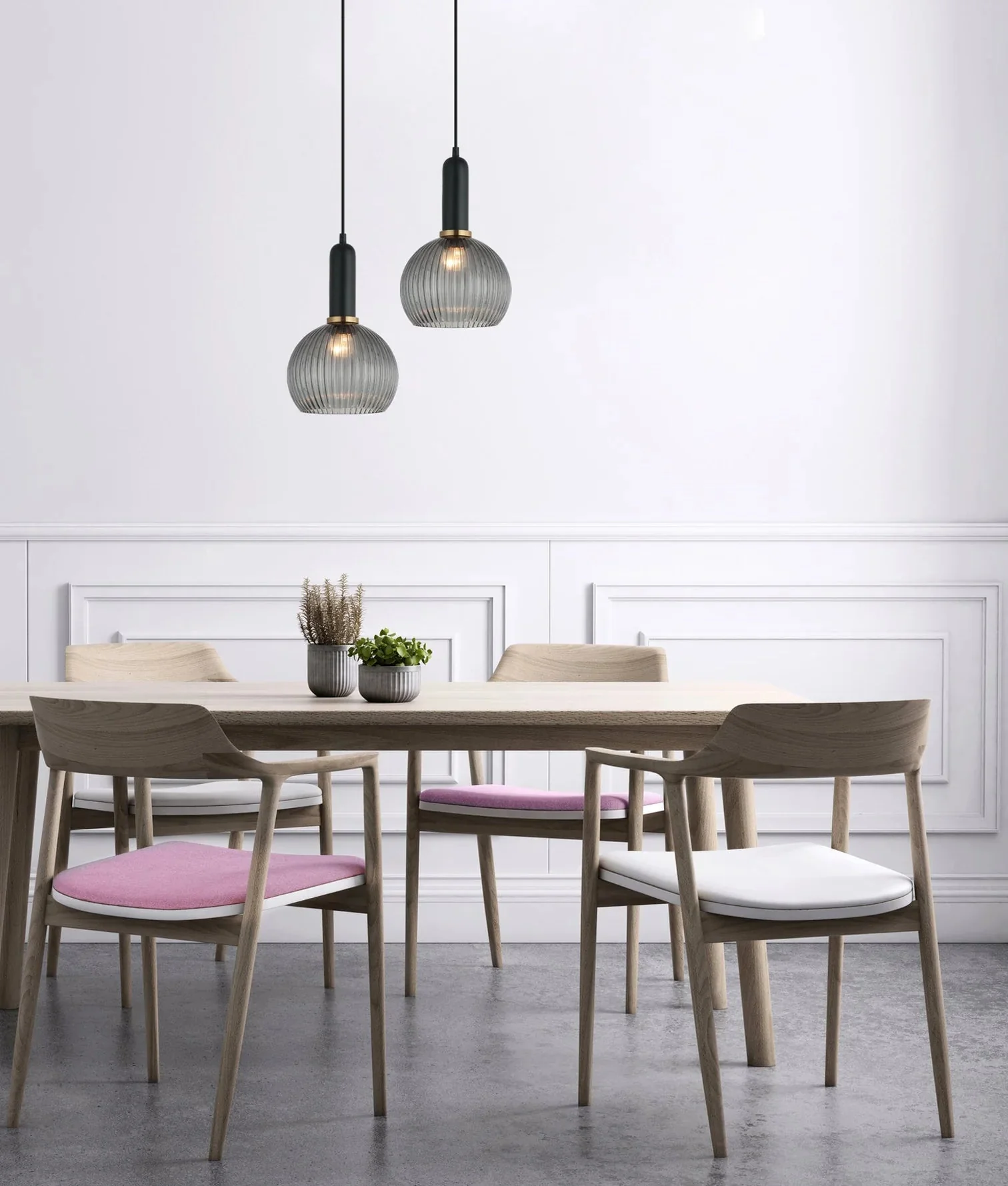 CLA VINTAJ: Interior Wine Glass Shape Ribbed Glass Pendant Lights - Image 3