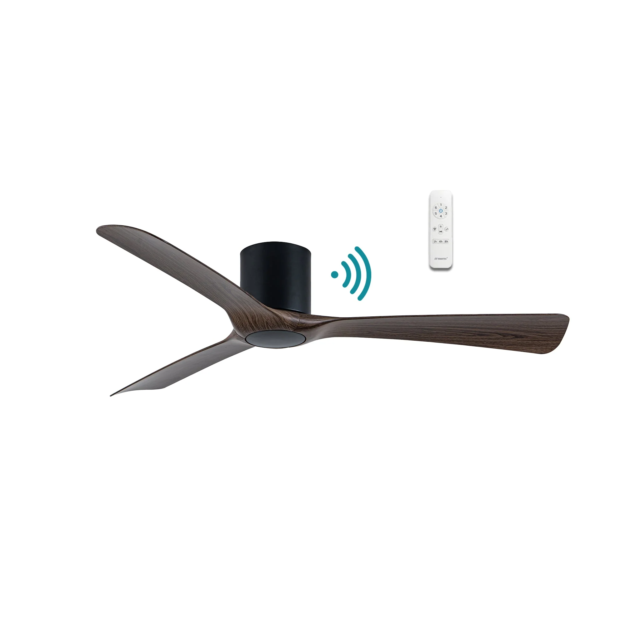 52" Fresno Smart WIFI DC Ceiling Fan Matt White, Matt Black or Black/Walnut | Martec - Image 3