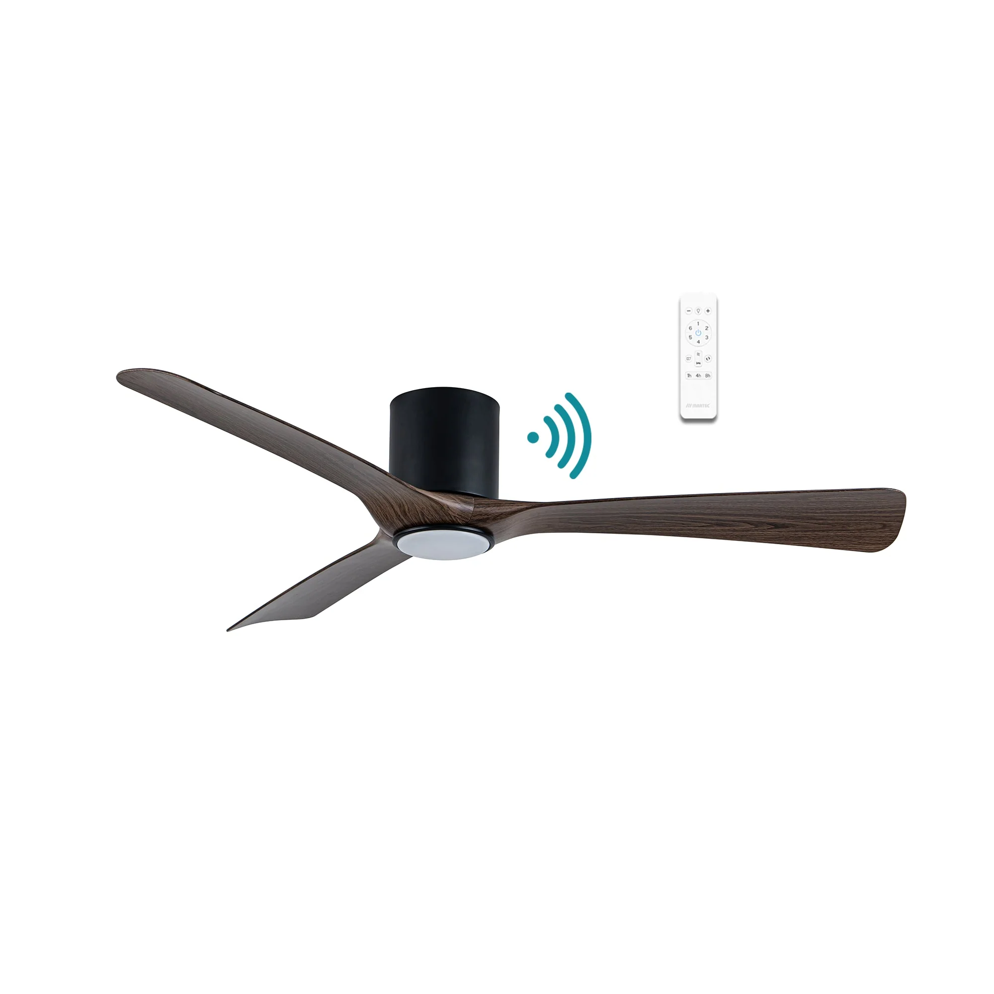 52" Fresno Smart WIFI DC Ceiling Fan Matt Black, Matt White or Black Walnut With Light by Martec - Image 3