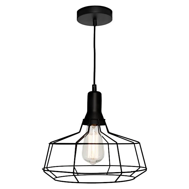 Cougar Cage 1 Light Pendant Large Black - CAGE1PLGE