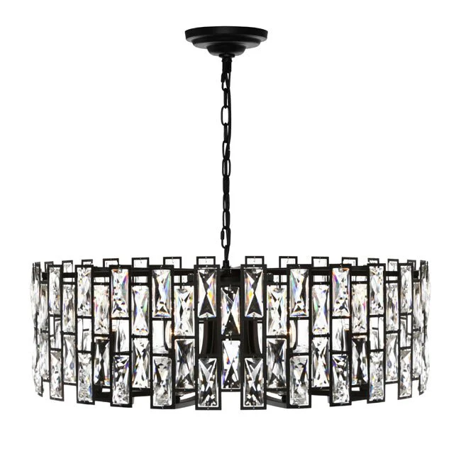 Cougar Porsha 8 Light Pendant Black / Crystal - PORS8P