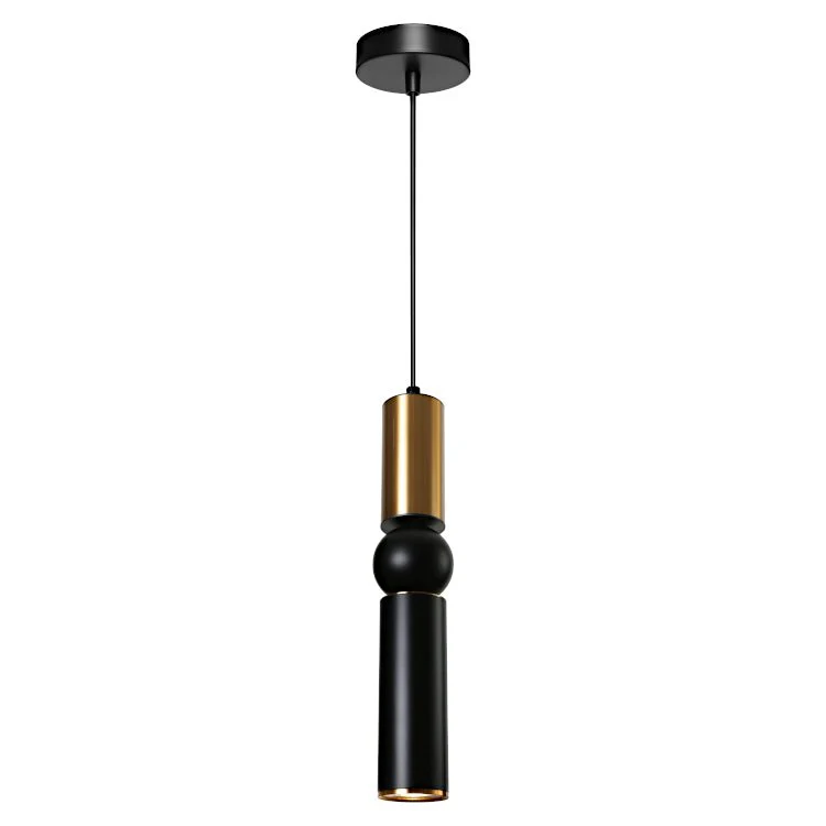 Cougar Rolo 1 Light Pendant Black & Gold or Charcoal & Chrome