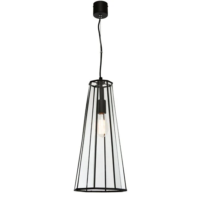 Cougar Zara 1 Light Pendant Black / Clear - ZARA1PBLK
