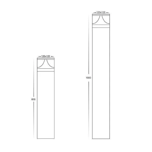 Divad LED Bollard Light Square CCT Small/Large in Black Havit Lighting - HV1628T-BLK-SQ, HV1629T-BLK-SQ - Image 4