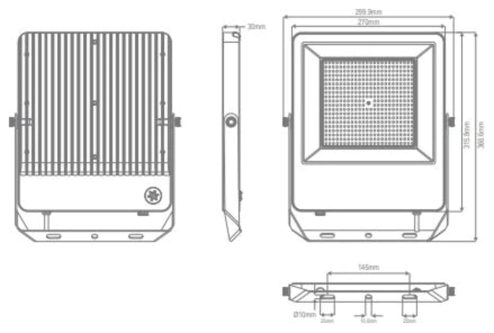 Domus BLAZE-PRO - 100/150/200W LED Tri-Colour Power Selectable Sensor Adaptable Medium Size DIY Floodlight IP66 - Image 3