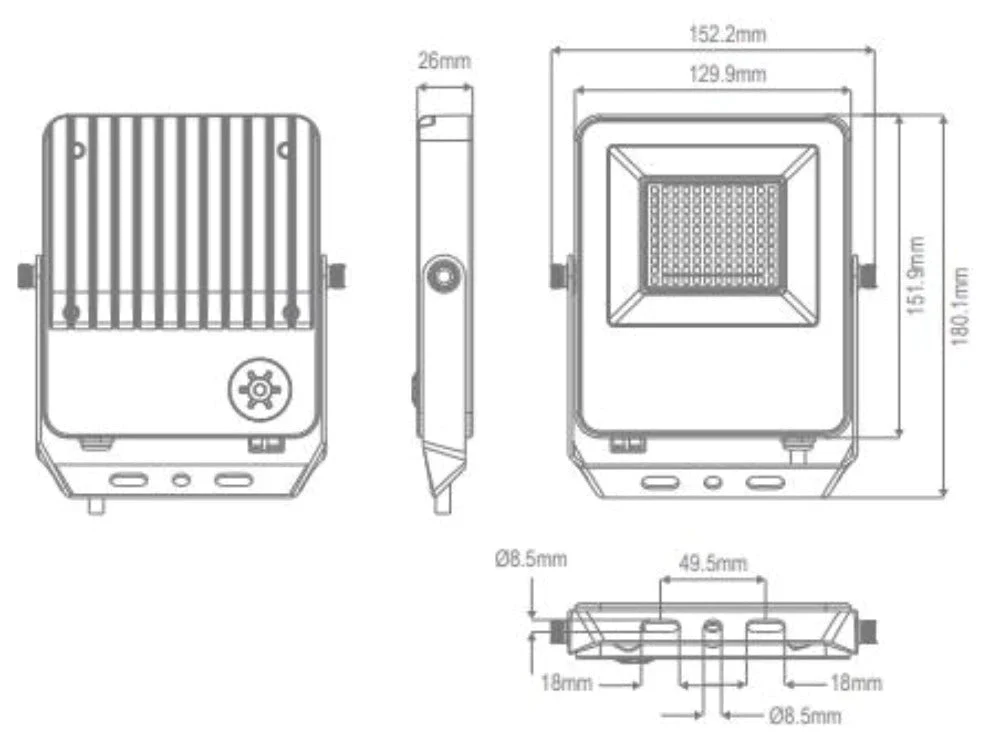 Domus BLAZE-PRO - 20/30/50W LED Tri-Colour Power Selectable Sensor Adaptable Mini Size DIY Floodlight IP66 - Image 3