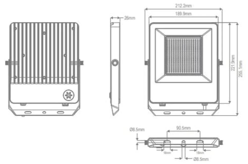 Domus BLAZE-PRO - 50/70/100W LED Tri-Colour Power Selectable Sensor Adaptable Small Size DIY Floodlight IP66 - Image 3