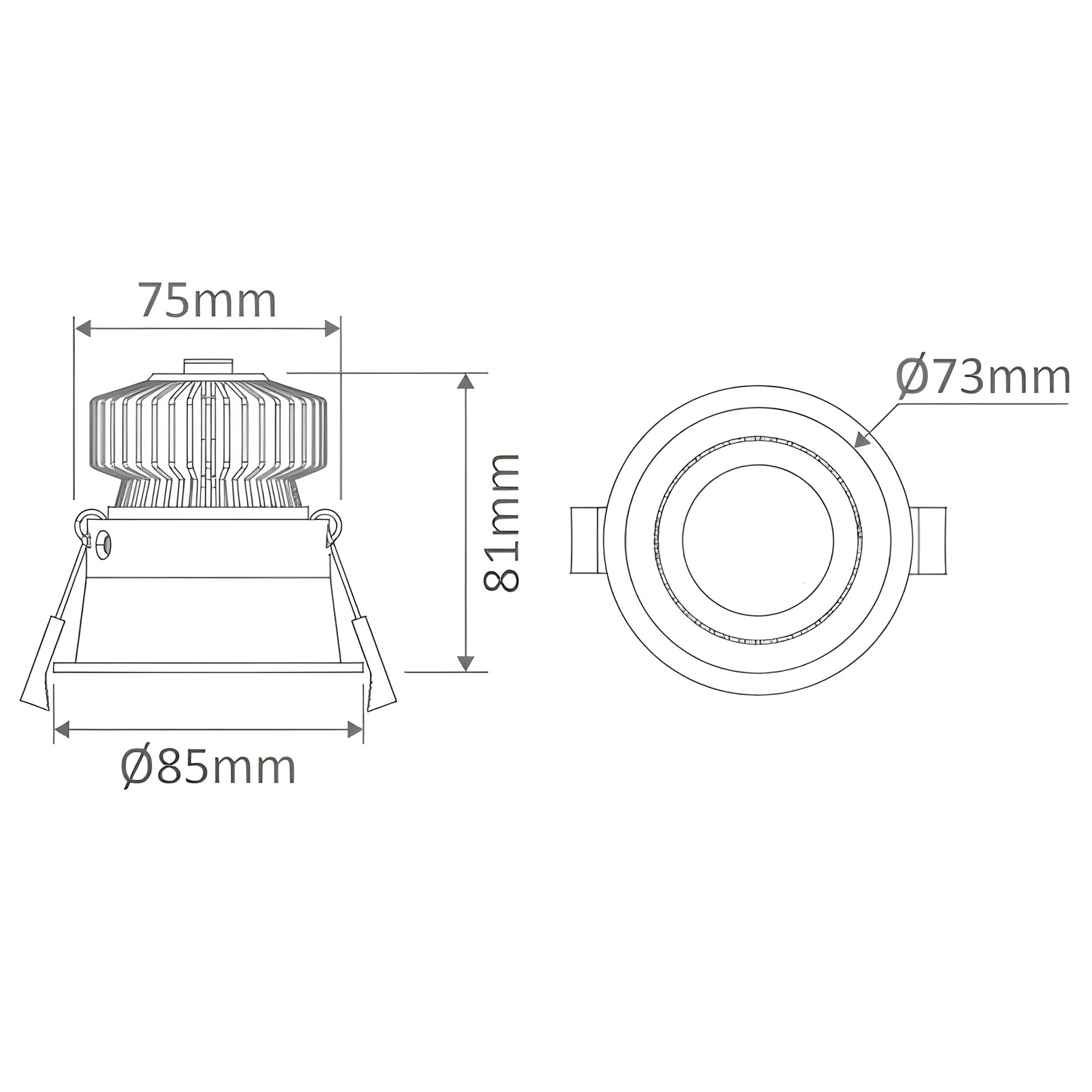 Domus DEEP-10 TRIO/DALI Round Deepset 10W Recessed Dimmable LED IP40 Downlight - Black/White - Image 6