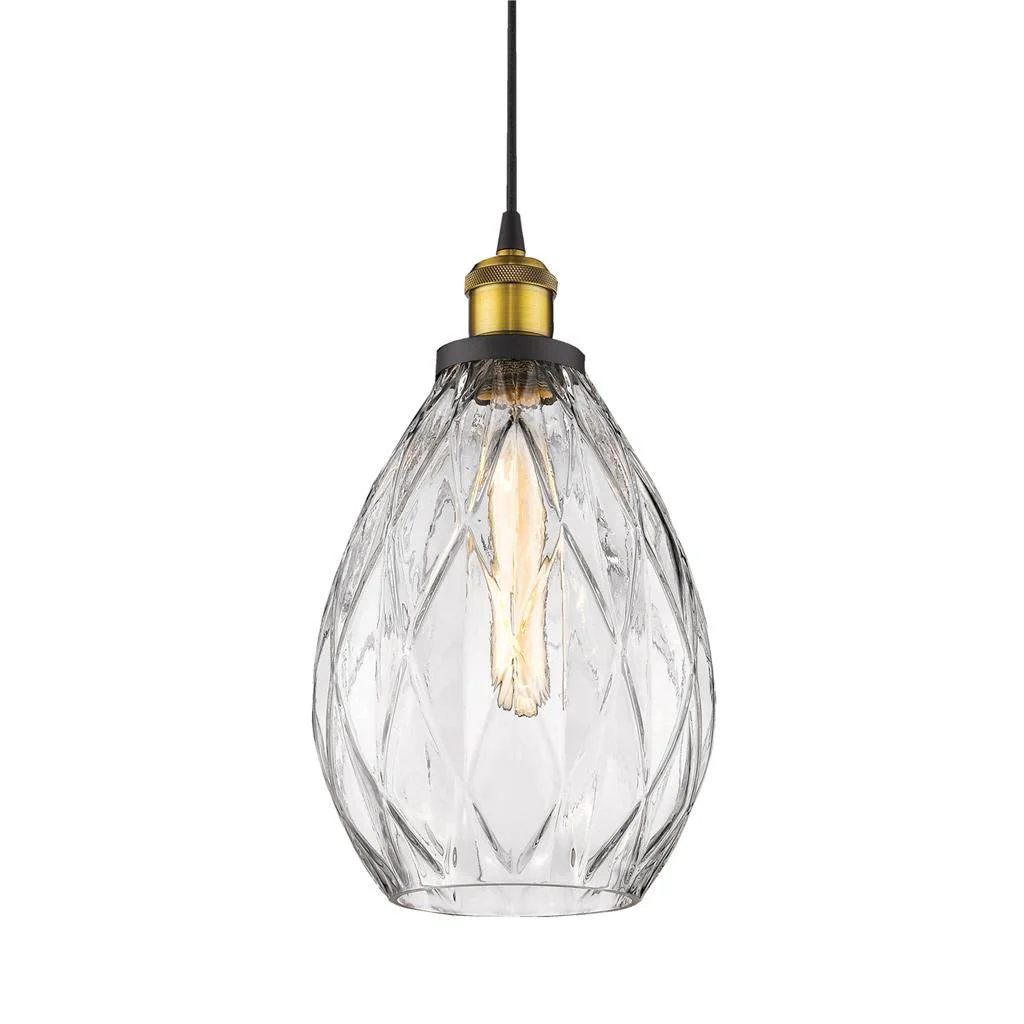 Domus EVELYN 240v E27 1 Crystal Glass Pendant Light - Amber/Clear/Grey - Image 3