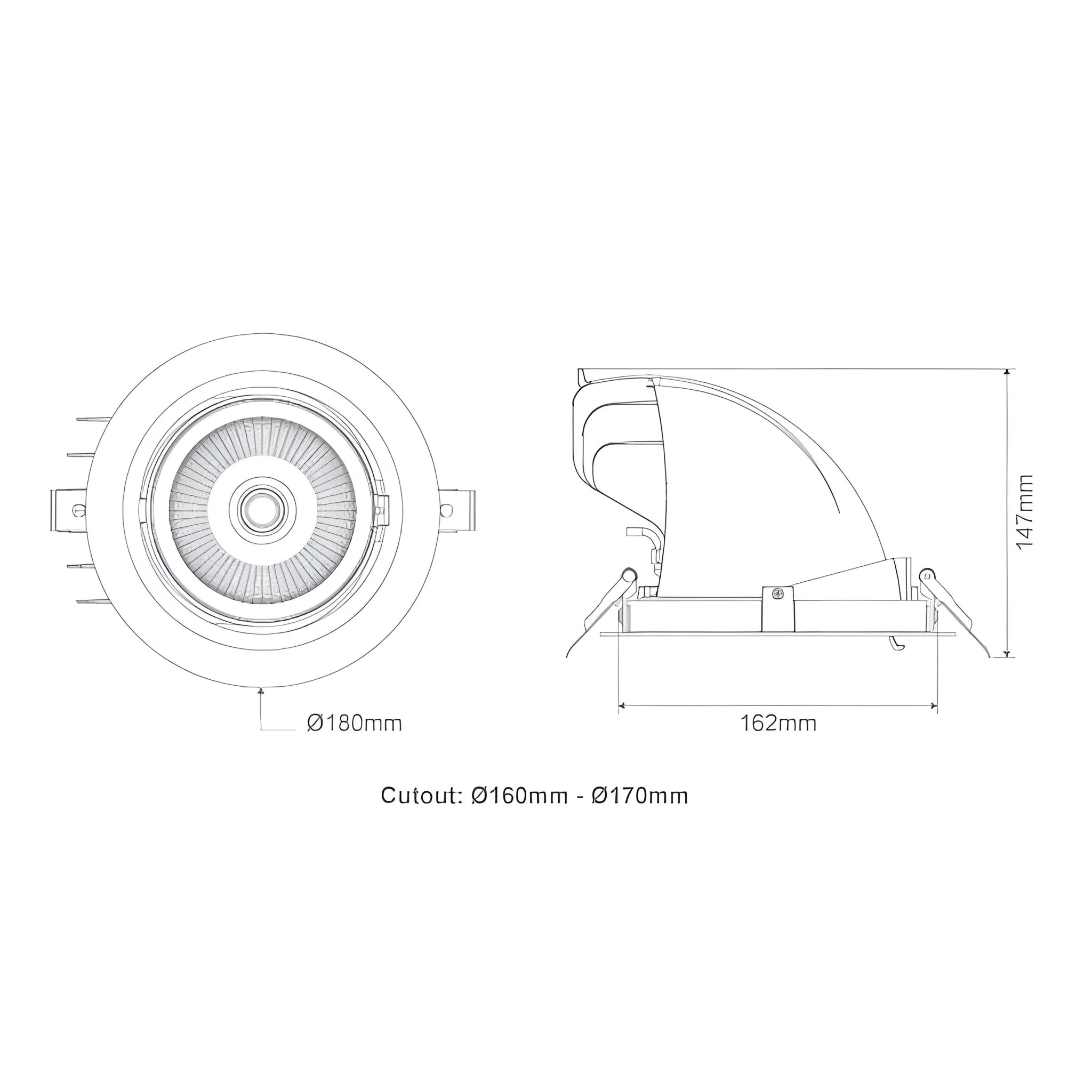 Domus SCOOP-25 Round 25W Adjustable LED Dimmable Downlight - Black/White - Image 4