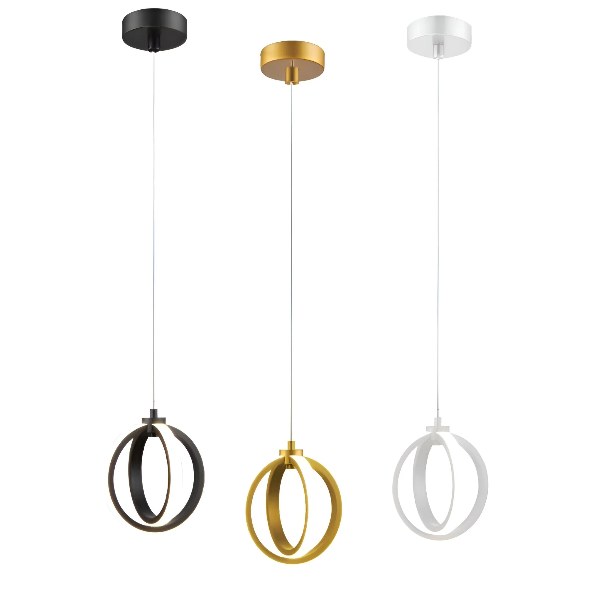 Domus SPIN-PDT 12W Led Tri-Colour Dimmable Twin Ring Pendant D170mm Trio