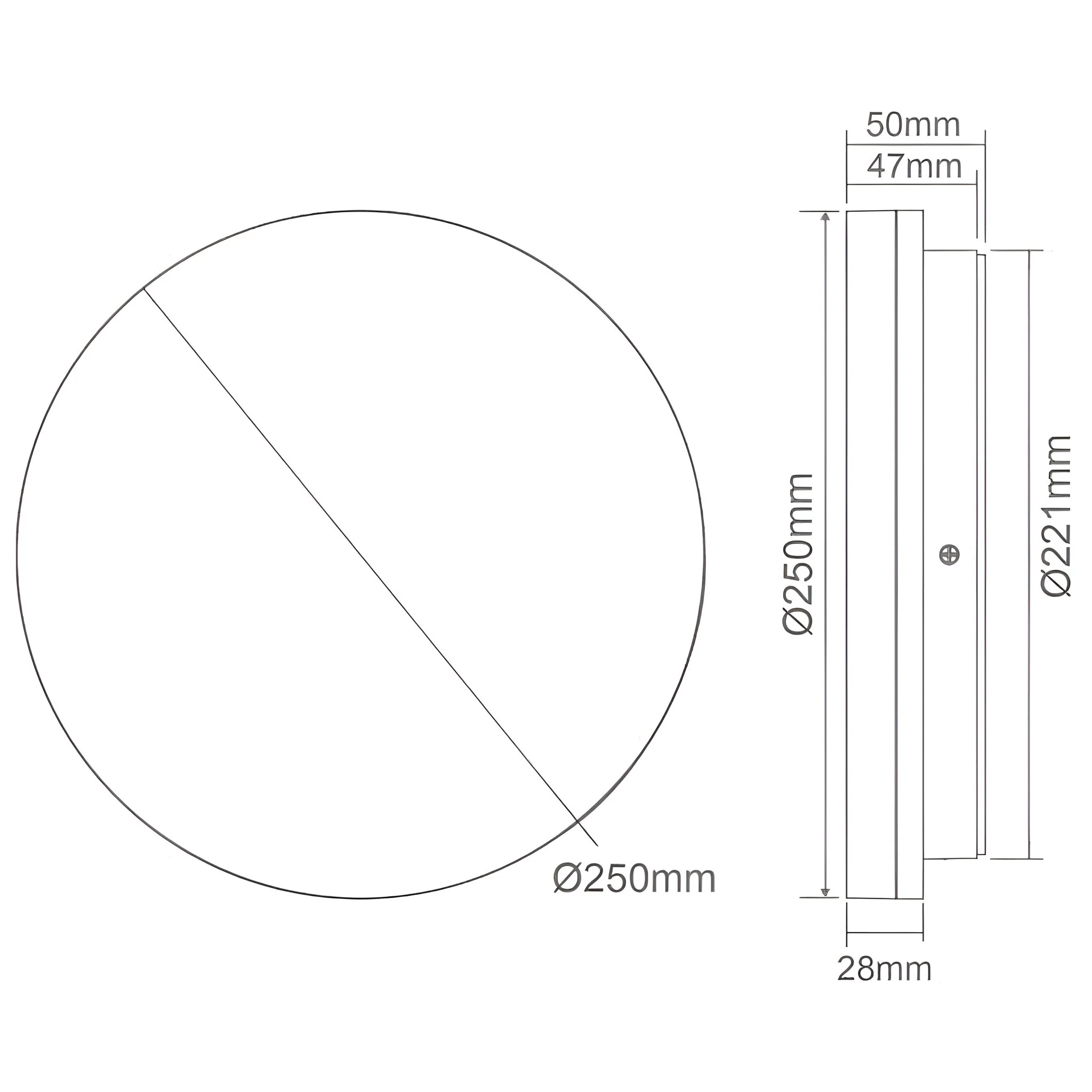 Domus SUNSET 250/300/400mm Roud - 15W/25W/35W LED Tricolour Dimmable IP54 Oyster Light - White - Image 3