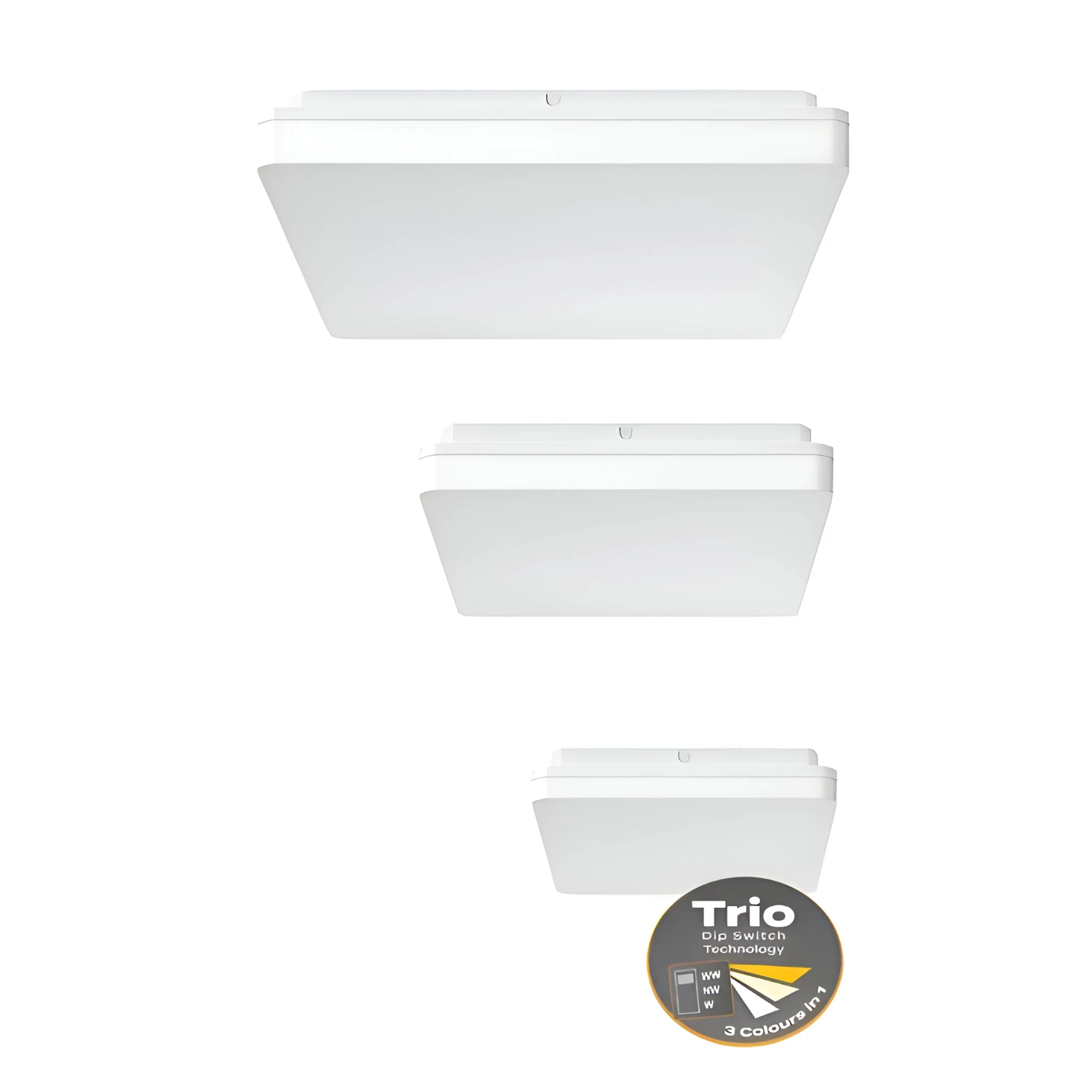 Domus SUNSET 250/300/400mm Square - 15W/25W/35W LED Tricolour Dimmable IP54 Oyster Light - White